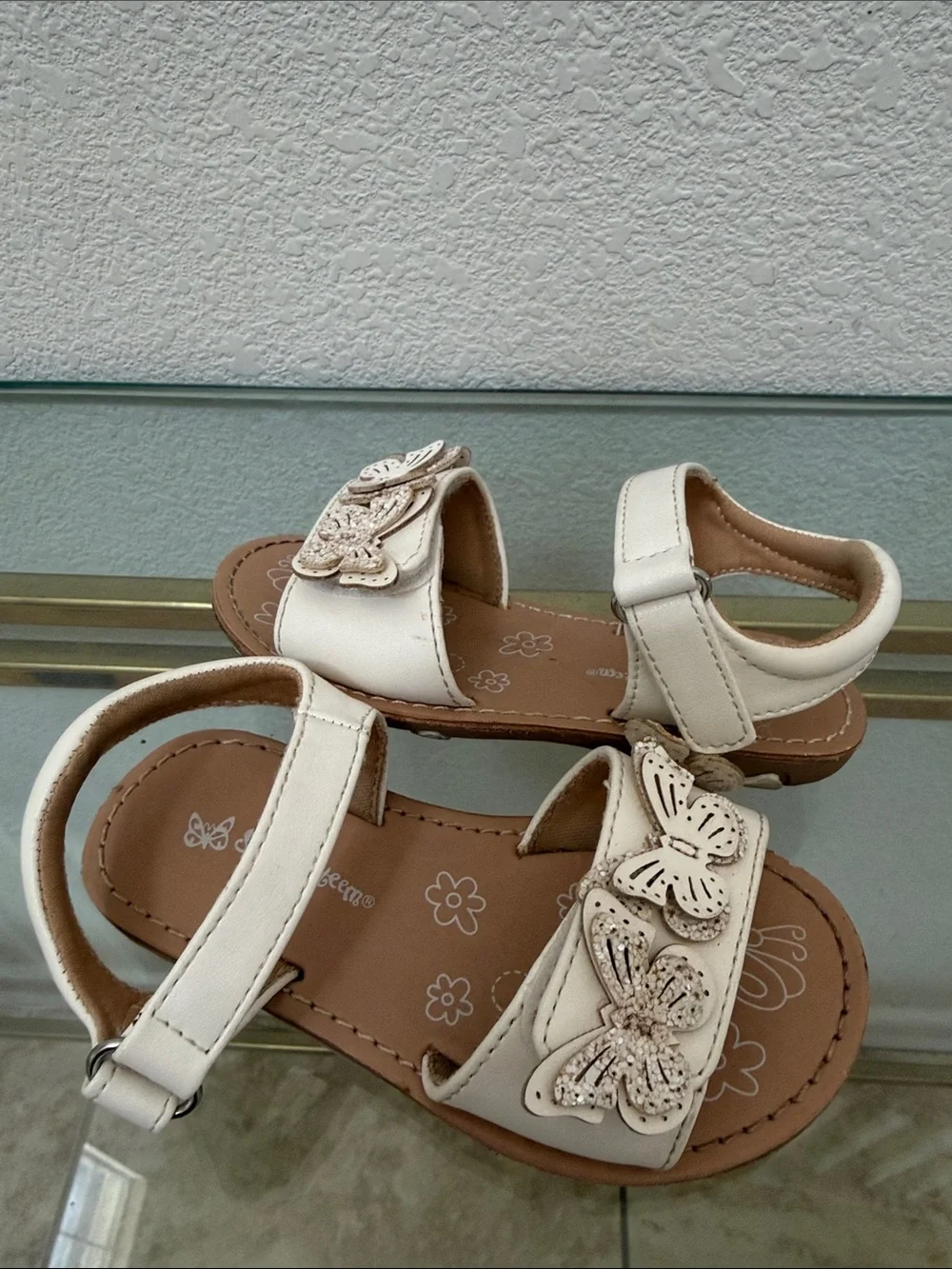 Girls white/cream Butterfly Strap Sandals - Kids